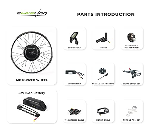 1500W 1200W Direct Drive Ebike Conversion Kit with Battery 26" L69308