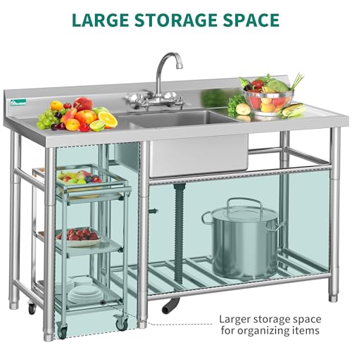Freestanding Stainless-Steel Single Bowl Commercial Sink Z177