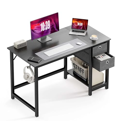 Modern Minimalist Writing Desk with 2 Drawers Storage Particle Board (40in) V933612