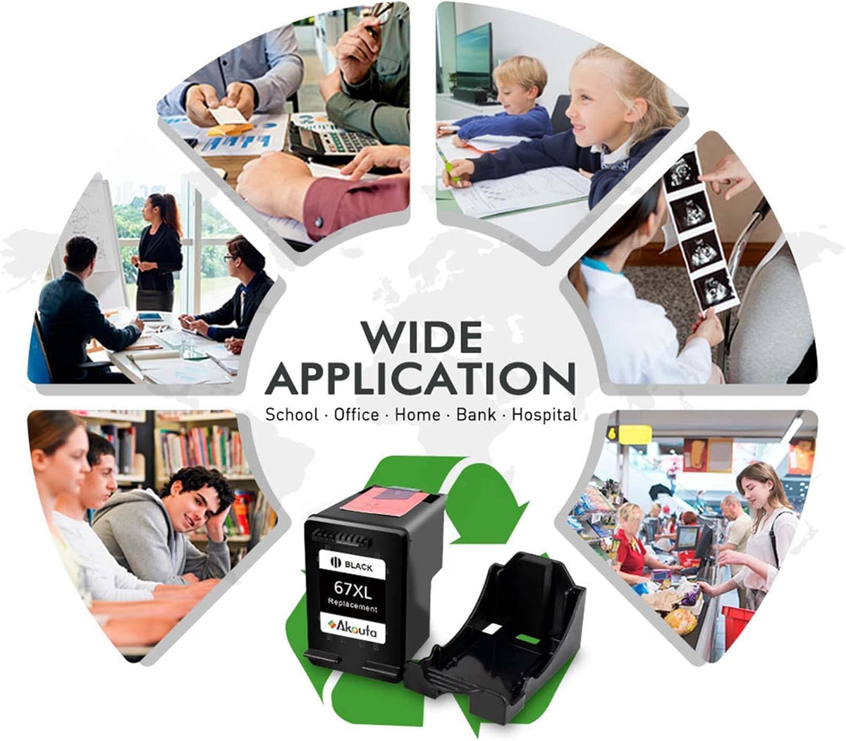 67 XL Remanufactured Ink Cartridge Replacement 2 Black 1 Tri-Color Z784