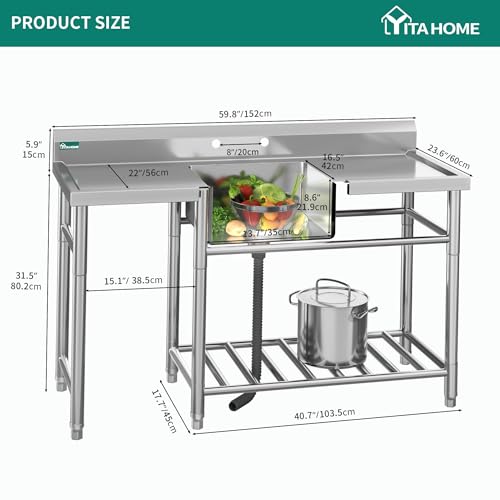 Freestanding Stainless-Steel Single Bowl Commercial Sink Z177