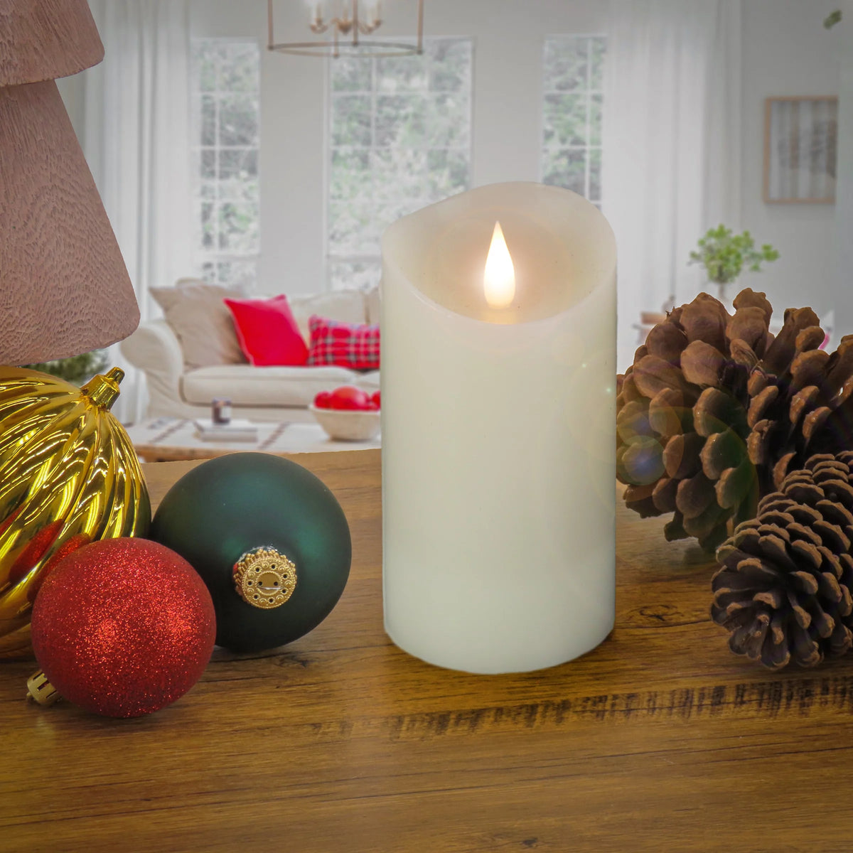 Ivory Flameless Candle with Remote, Battery Powered, 7 in S3801