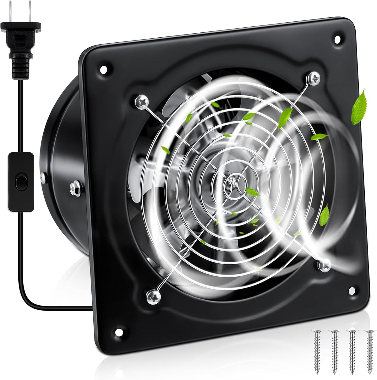 Black 6 Inch Exhaust Fan with Switch and Damper Y388317