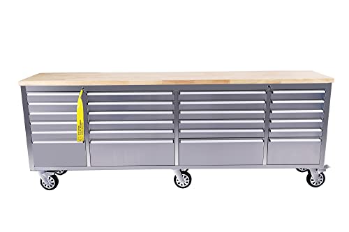 72 inch Mobile 15 Drawers Rolling Tool Chest with Wheels Lock Key Locking System Drawer Liners Stainless Steel Z584372