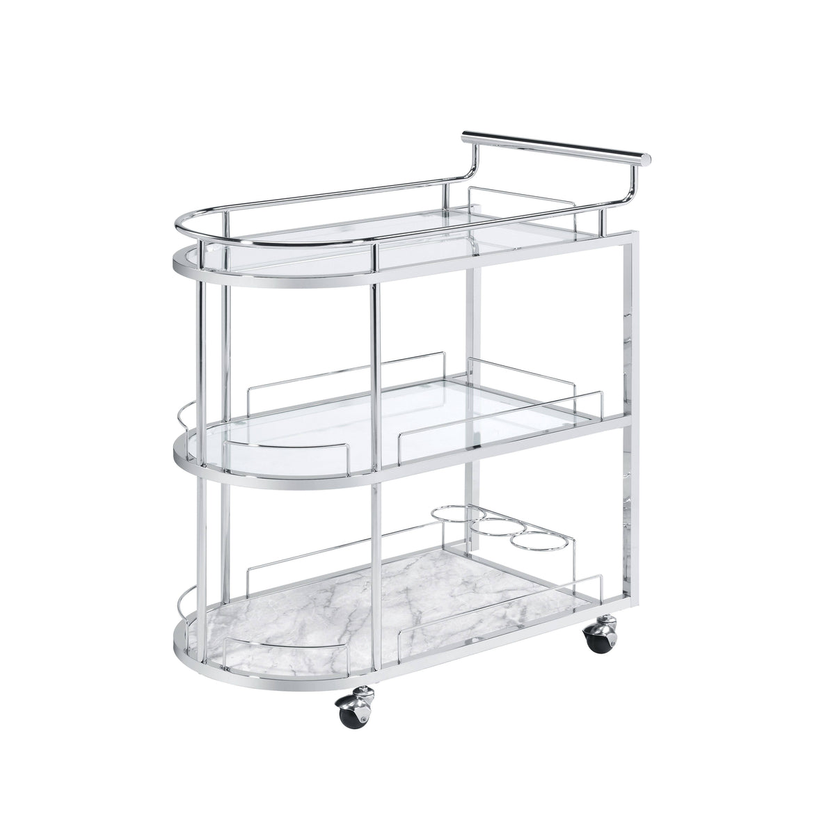 Glass and Chrome Serving Cart W92314