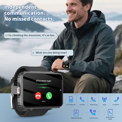 4G Smart Watch Phone, Android 10.7 MTK6762 Quad Core 4GB+64GB Smartwatch 2.4" Large Screen 1500mAh Dual Camera WiFi Bluetooth GPS Fitness Activity Tracker L31962