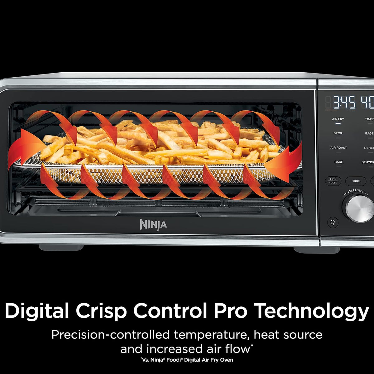 8-in-1 Digital Air Fry Oven with Air Fry Basket, Wire Rack & Crumb Tray, Silver E49673