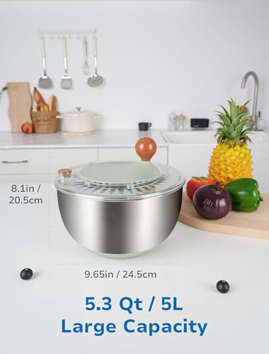 5.3 Qt Stainless Steel Salad Spinner Q402516