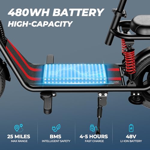 Electric Scooter with Seat, 14" Tire, 500W Motor, 25 Mile Range, 22MPH I52206