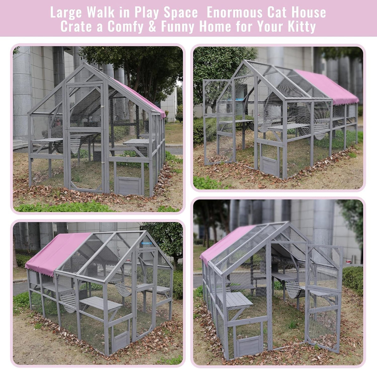 Large Catio Outdoor Cat Enclosure with Waterproof Roof T323