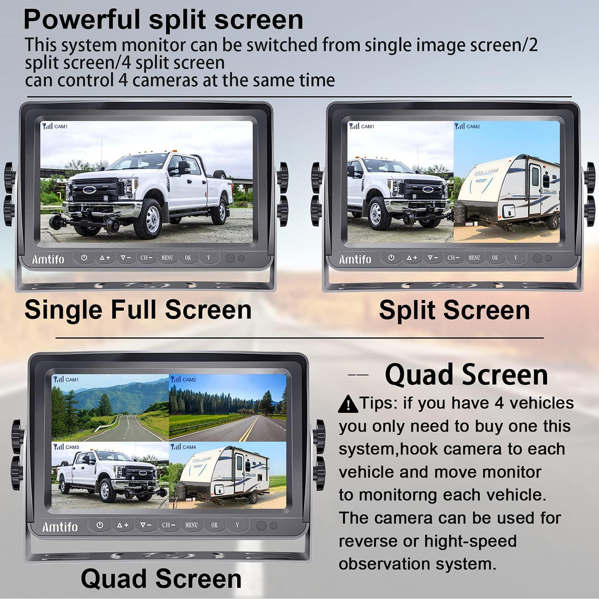 Wireless HD 1080P RV Backup Camera System 7 Inch Monitor K909915