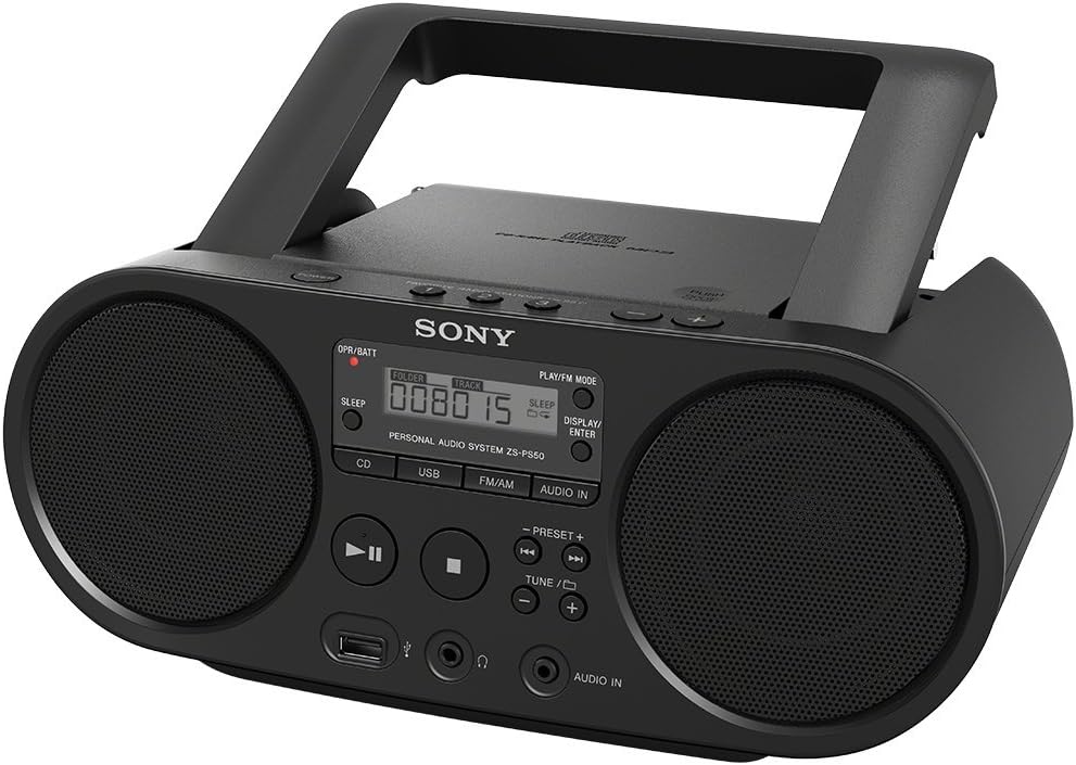 Black Portable CD Boombox with AM/FM Radio W9121