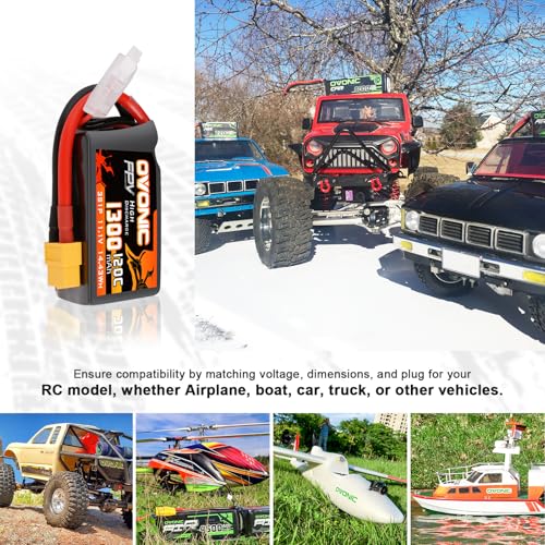 11.1V 1300mAh 3S RC Battery with XT60 Plug (2 Pack) G96750