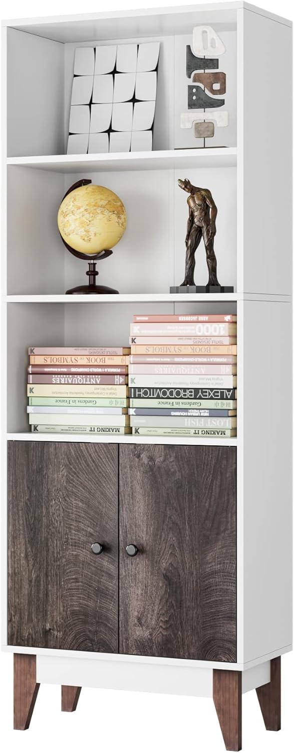 Tall Storage Cabinet with 3 Open Compartments and 1 Cabinet Y93031
