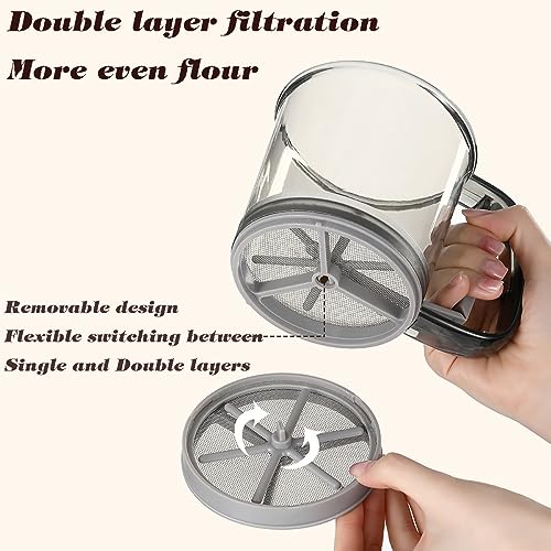 3 Cup Capacity Fine Mesh Gray Flour Sifter R38948