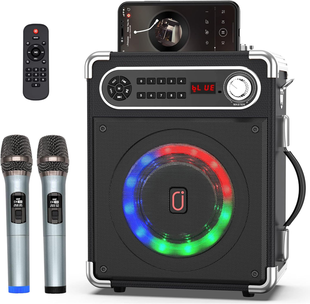 Portable Bluetooth Karaoke Machine with Two Wireless Microphones D344906
