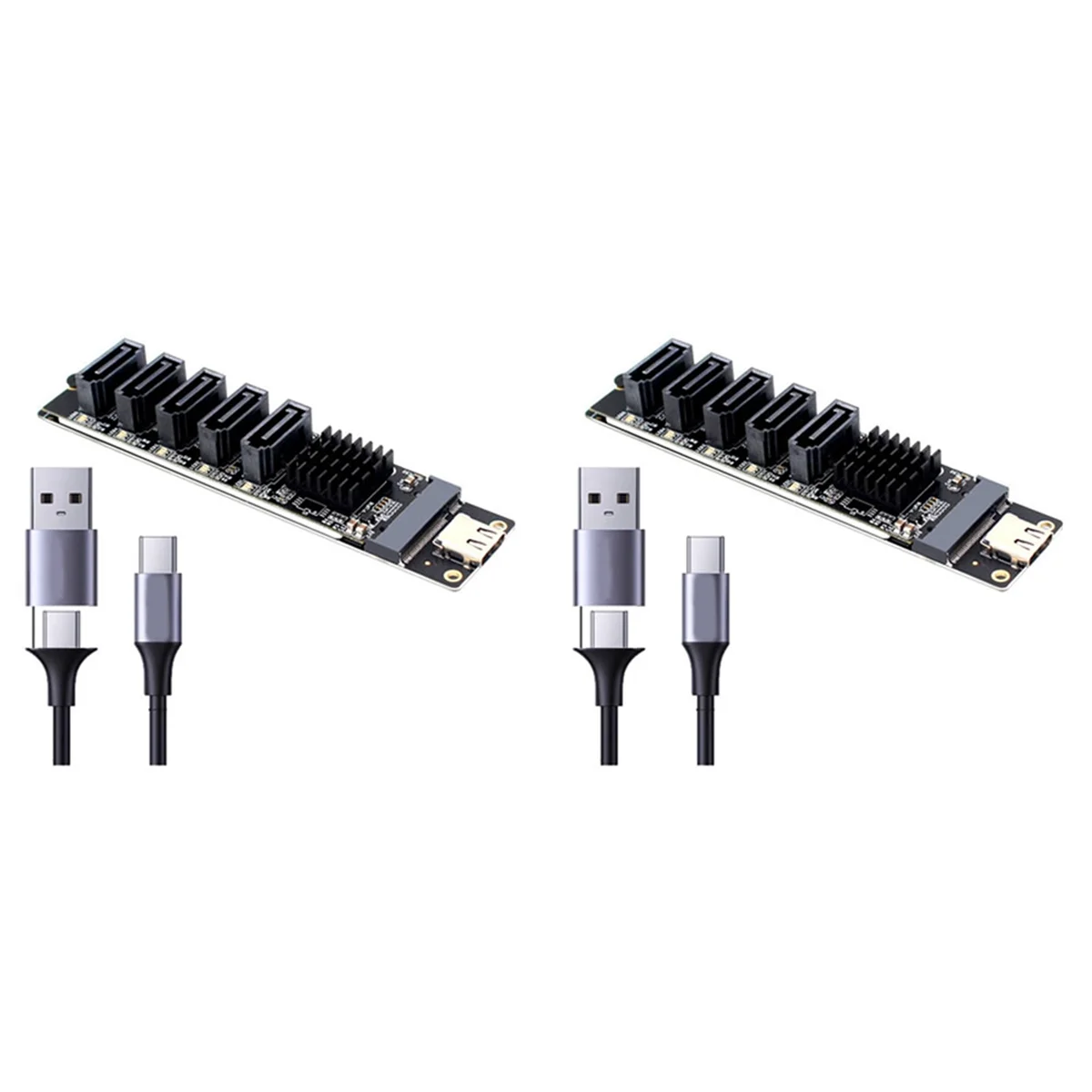 2X TYPE-C to SATA3.0 5 Ports Adapter Converter Card 6Gbps USB10G for SSD HDD Expansion, Black S80173