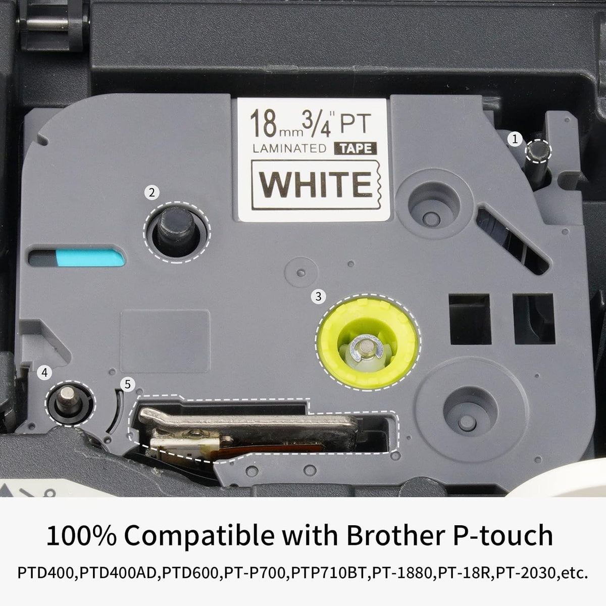 10 Pack Black on White Laminated Label Tape for Brother Ptouch Label Maker H1576
