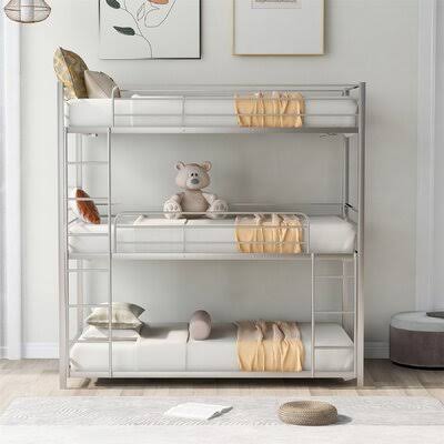 White Triple Bunk Bed Frame J42254