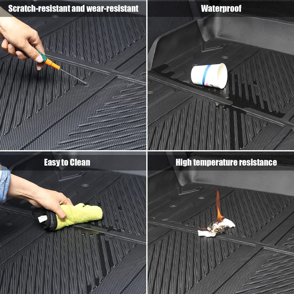 Cargo Liner Trunk Floor Mat for Ford Bronco 2021 2022 All Weather Waterproof TPE Pack of 2 O3497
