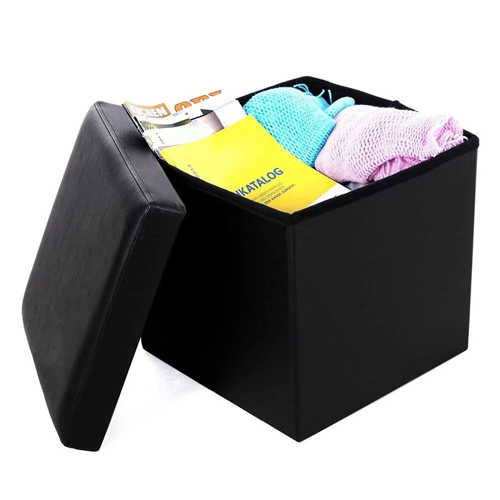 15 Inches Folding Storage Ottoman Black F127795