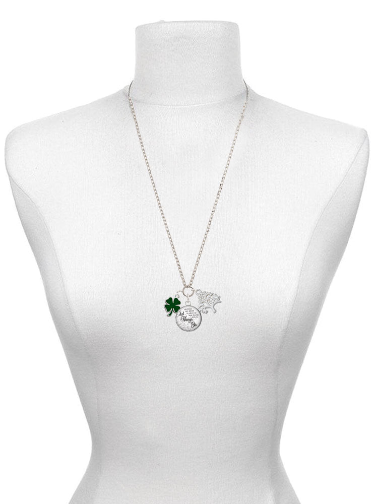 Green Enamel Four Leaf Clover Charm Necklace, 28" L250839