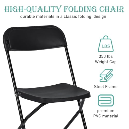 White Plastic Folding Chairs, 10 Pack Stackable Steel Frame Y67875