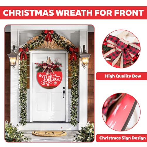 12 Inch Christmas Door Sign with Bow U11889