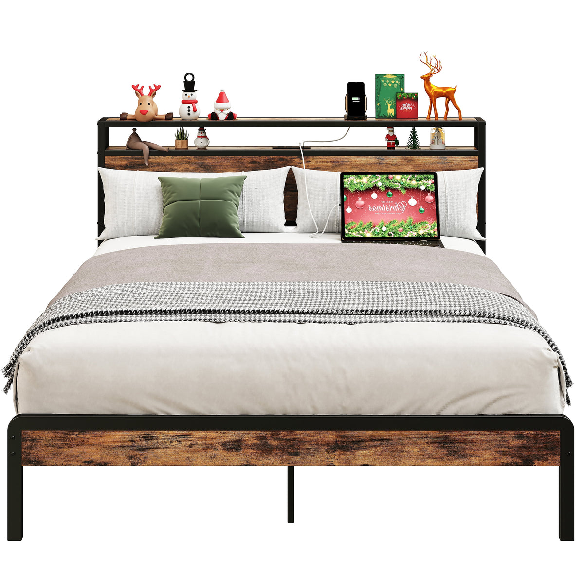 Twin Bed Frame with Storage Headboard and Charging Station K44280