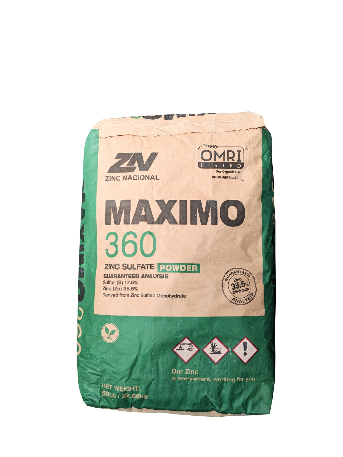 Zinc Sulfate Powder 35.5% Monohydrate Plus 16.5% Sulfur 50 Pounds B807514