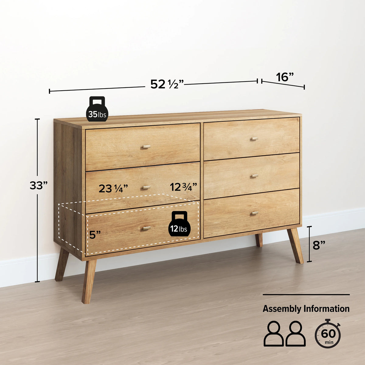 6 Drawer Wooden Dresser Y5210