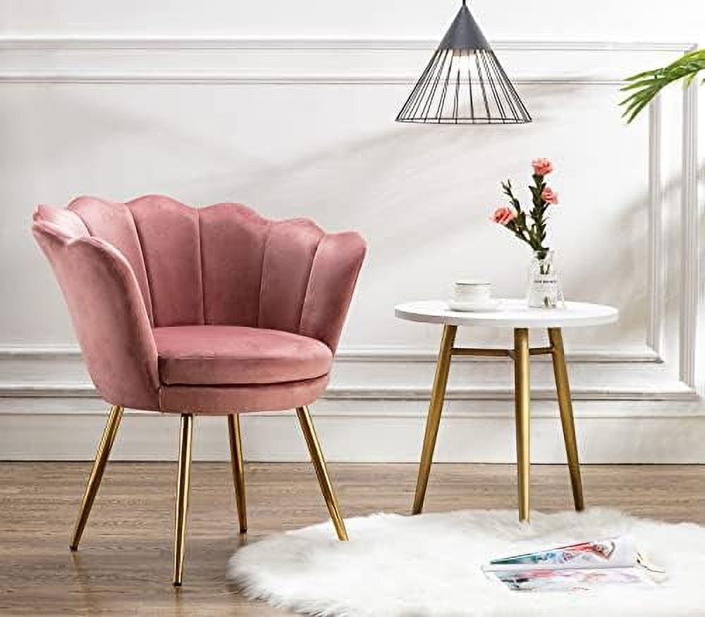 Cream White Velvet Shell Shaped Accent Chair H1037