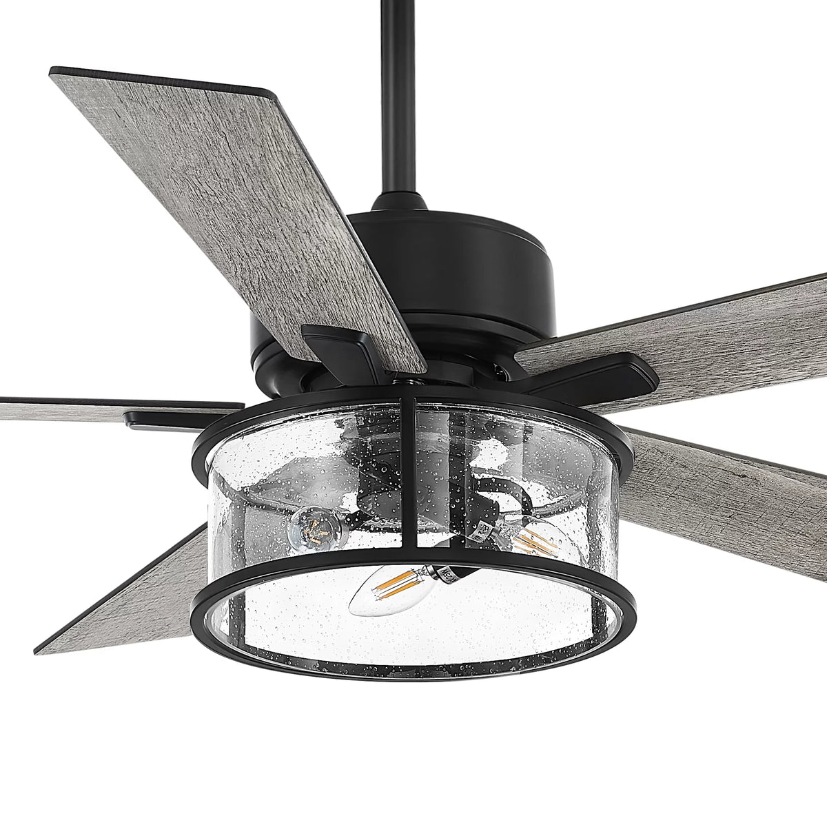 52" Matte Black Reversible Ceiling Fan with Light Kit T318