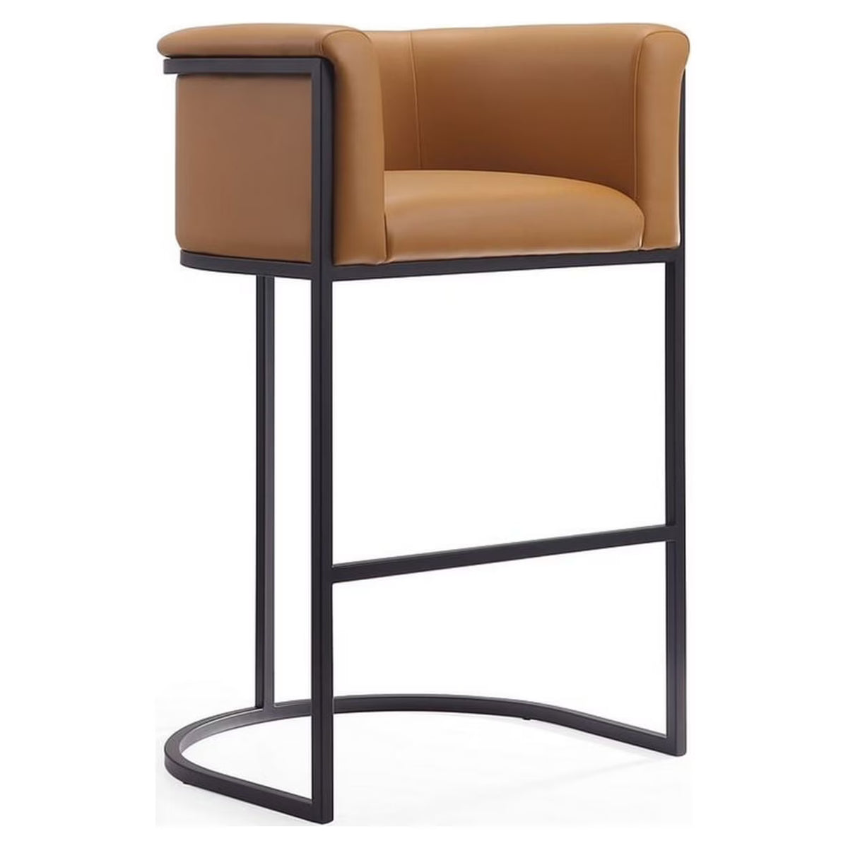 Camel and Black Metal Barstool T7210