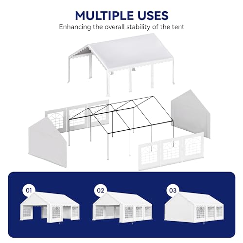 20'x16' Heavy Duty Canopy with Removable Sidewalls & 3 Storage Bags, White T354