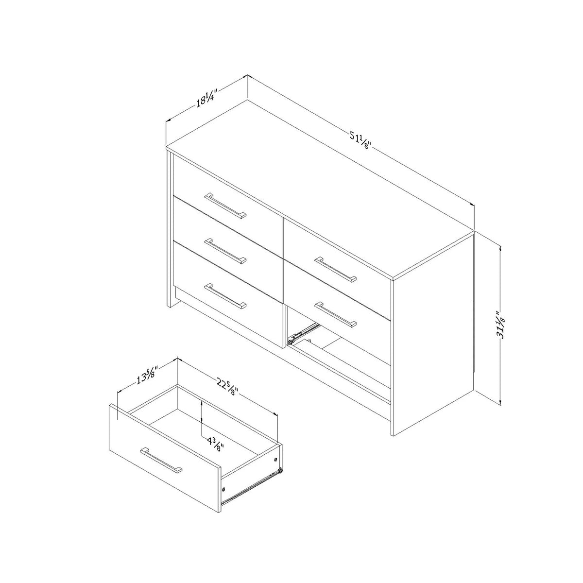 6 Drawer Double Dresser J5296
