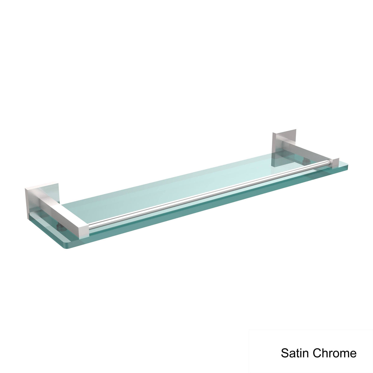 Satin Brass 22 in. Glass Shelf with Gallery Rail A37407