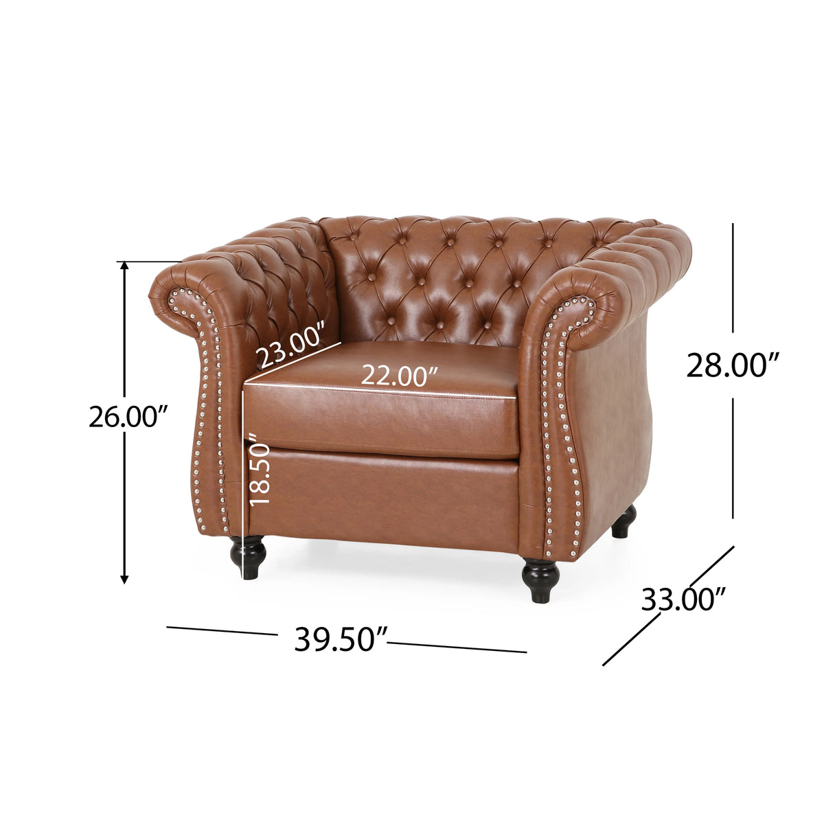 Cognac Brown and Dark Brown Chesterfield Club Chair I180860