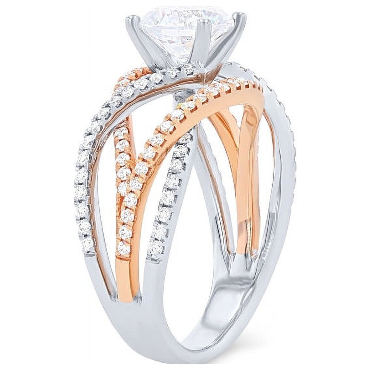 14K White Gold Solitaire Ring with Accents W998508