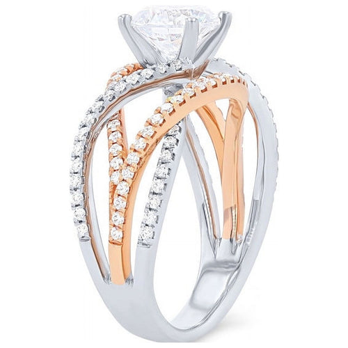 14K White Gold Solitaire Ring with Accents W998508