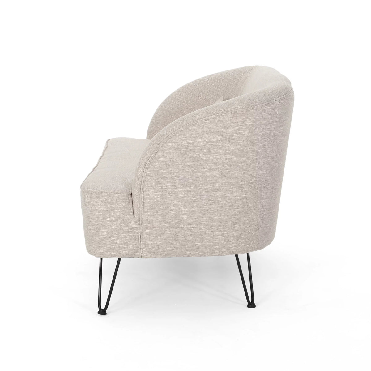 Beige Fabric Upholstered Loveseat with Hairpin Legs B726