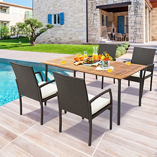 Acacia Wood Dining Table for 6 Persons with Metal Legs J81311
