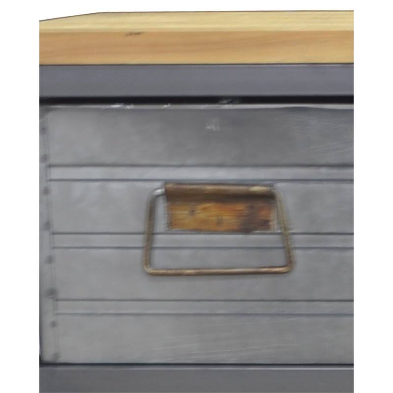 Gray and Brown Accent Cabinet with Solid Wood Top R883583