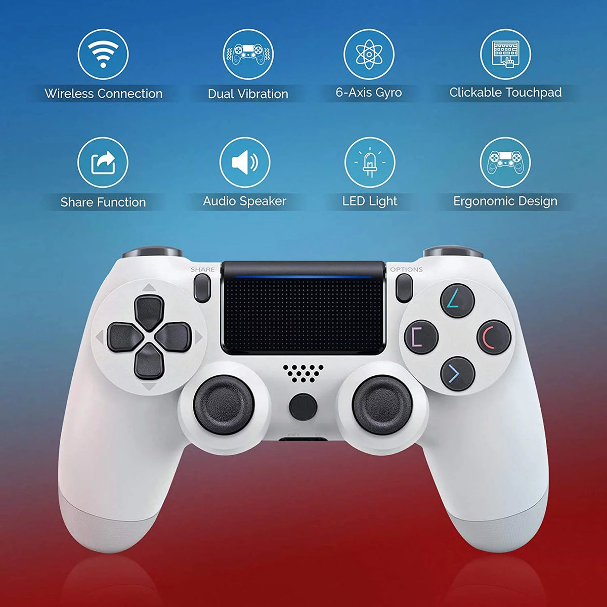 Wireless GamePad with Built-In Speaker Gyro BlueTooth (White) D57152