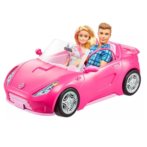 Barbie and Ken Doll with Wardrobe and Pink Two-Seater Convertible Car B882380