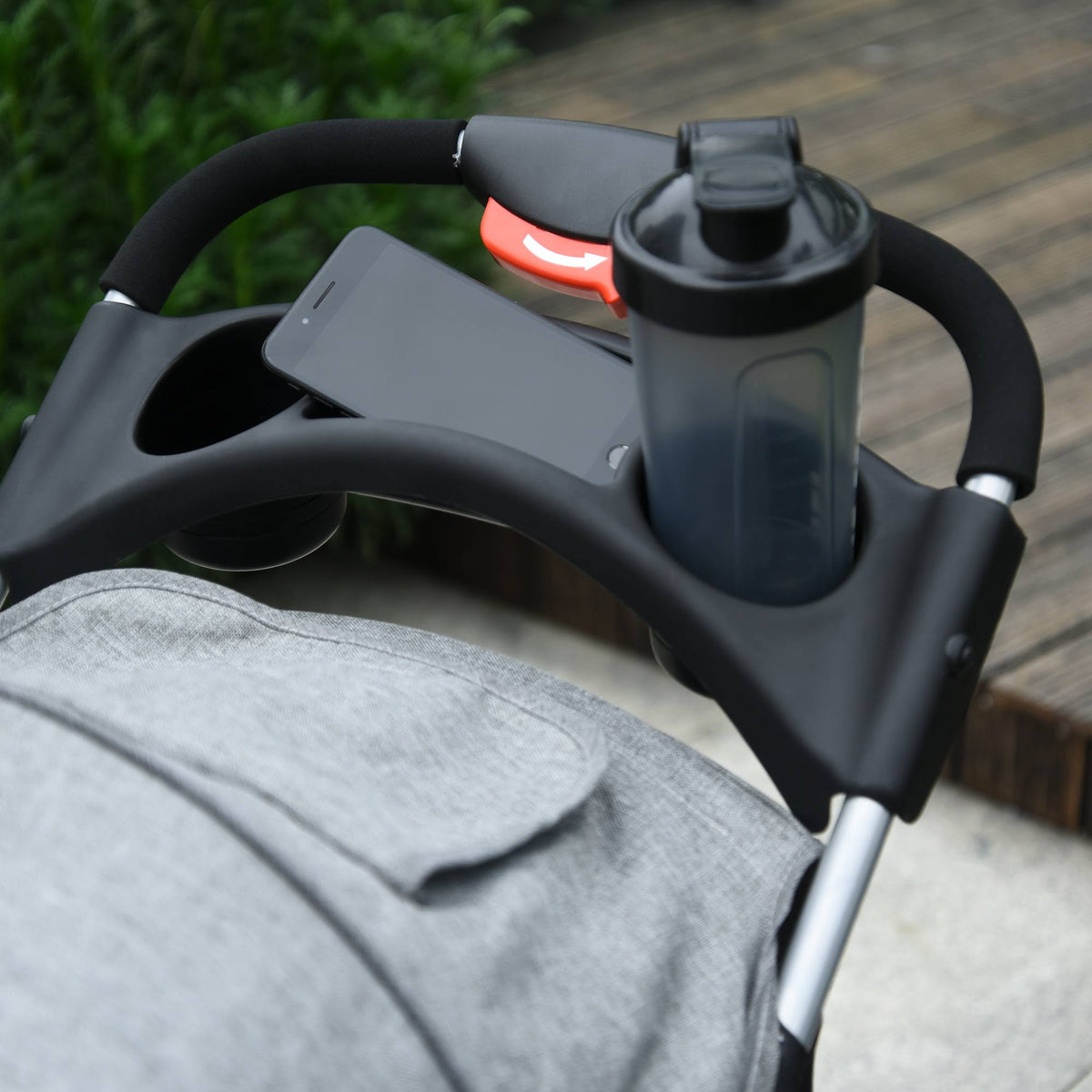 Grey Folding Pet Stroller with Adjustable Canopy H76883
