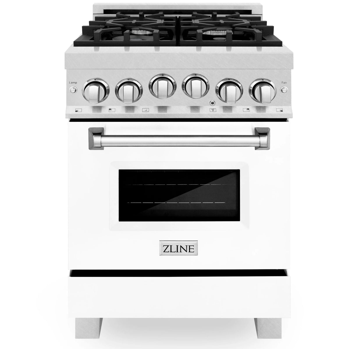 24 Inch Gas Range with Gas Stove and Gas Oven in Stainless Steel and White Matte Door L15389