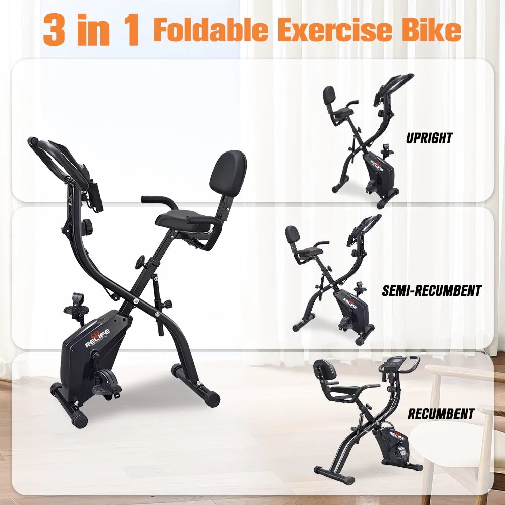 Folding Exercise Bikes with Arm Resistance Band L3189
