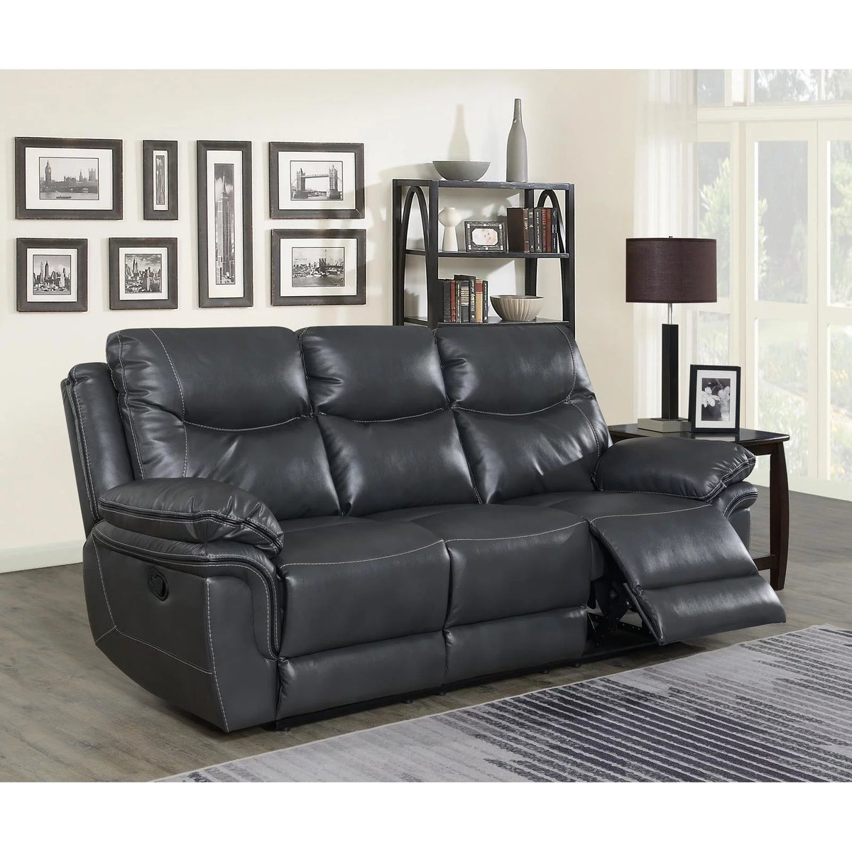 Sandy Beige Faux Leather Recliner Sofa P70247