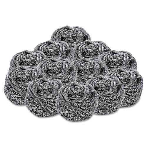 Stainless Steel Scrubbers, Medium, 72/Carton V295797